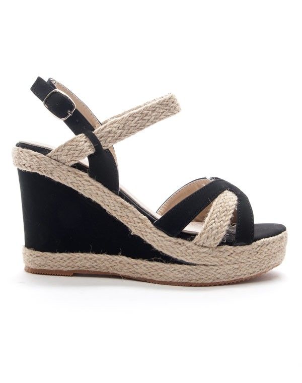 Chaussures femme Style Shoes: Sandale compensée noir