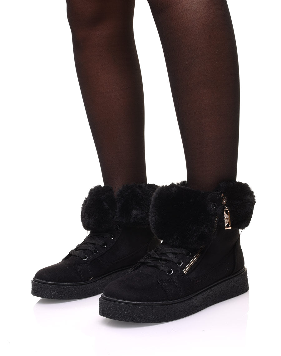 Chaussures noires montantes fourrées