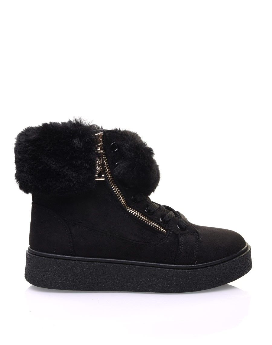 Chaussures noires montantes fourrées