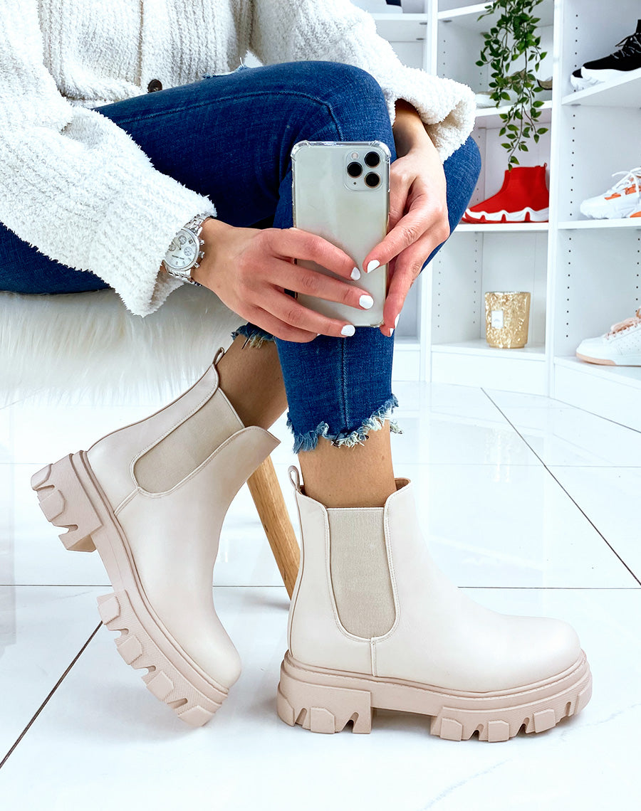 Chelsea beiges à plateforme épaisse