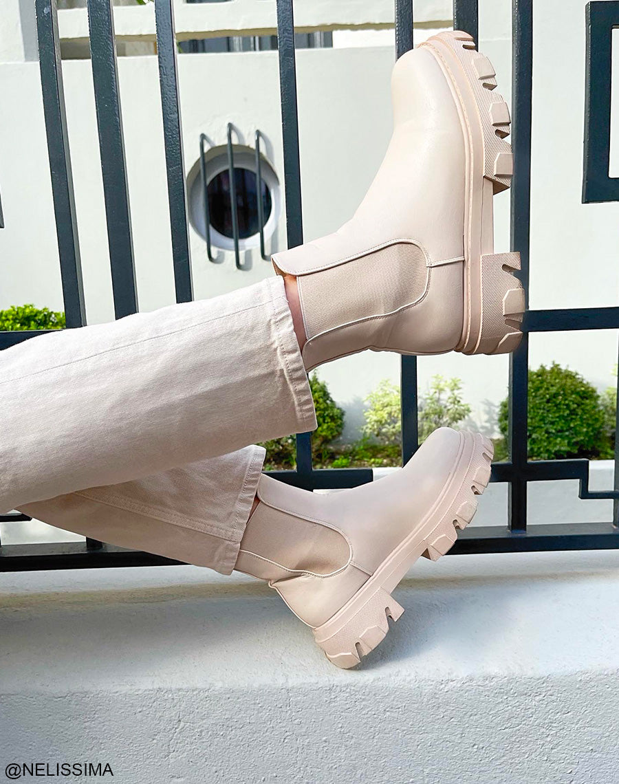 Chelsea beiges à plateforme épaisse