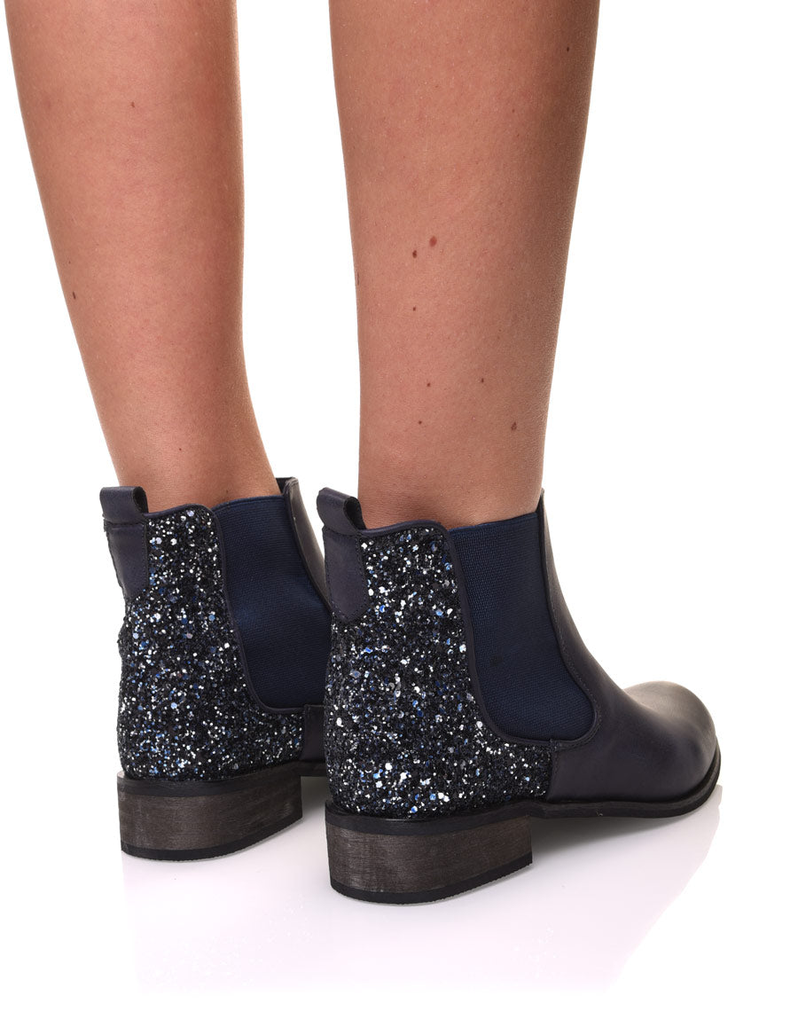 Chelsea boots bleues à paillettes