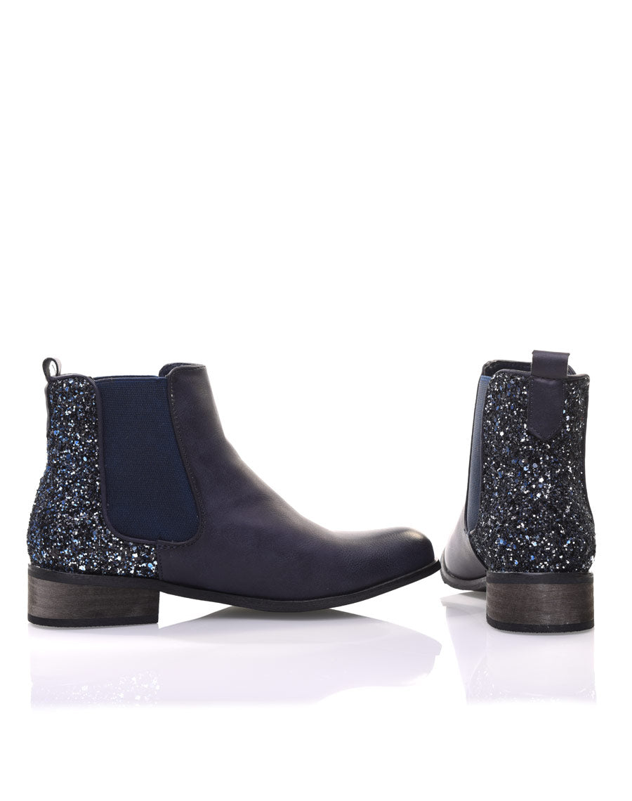 Chelsea boots bleues à paillettes