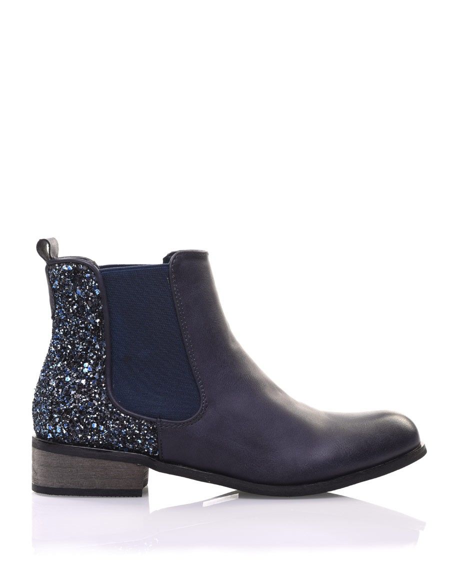 Chelsea boots bleues à paillettes