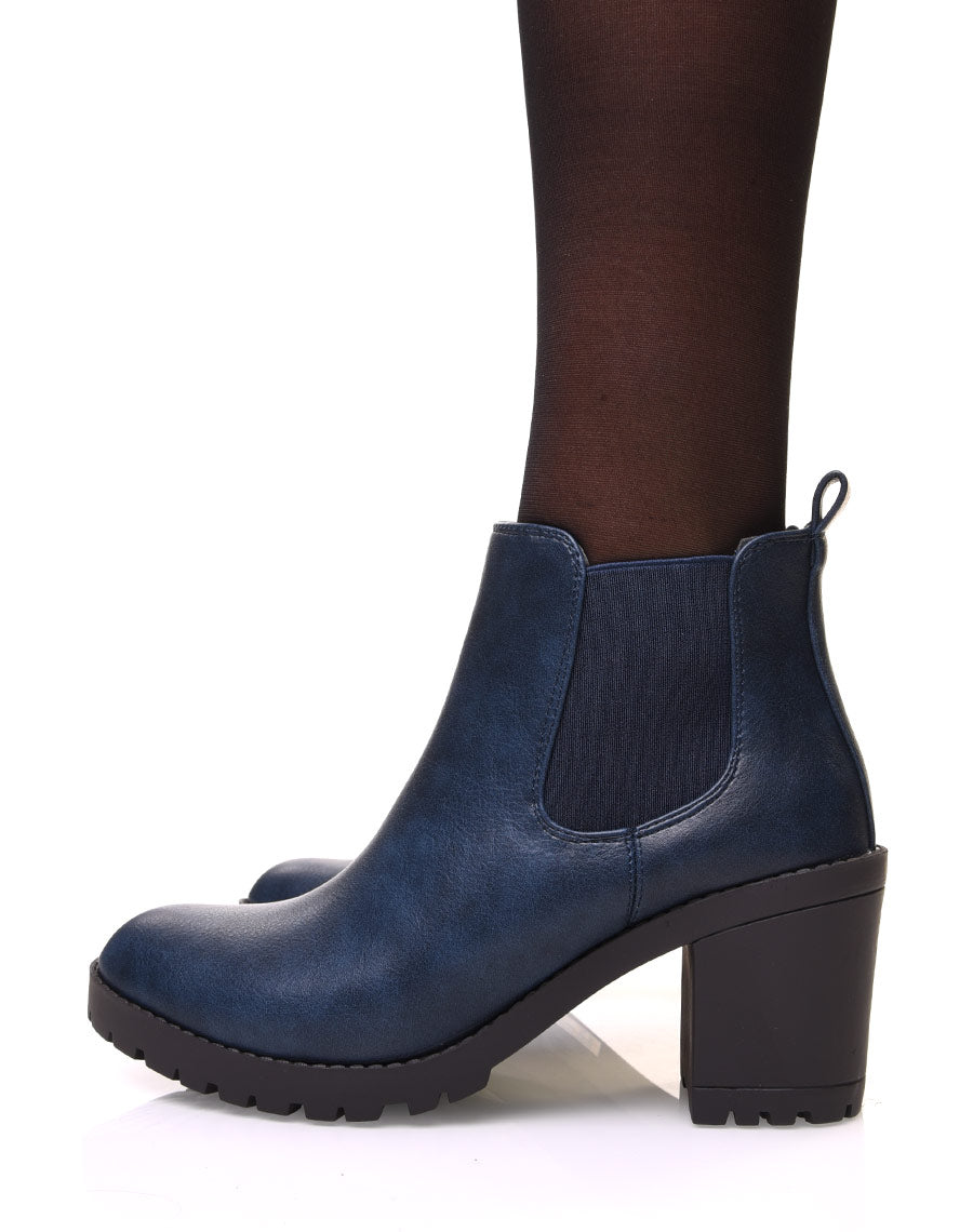 Chelsea boots bleues à talons
