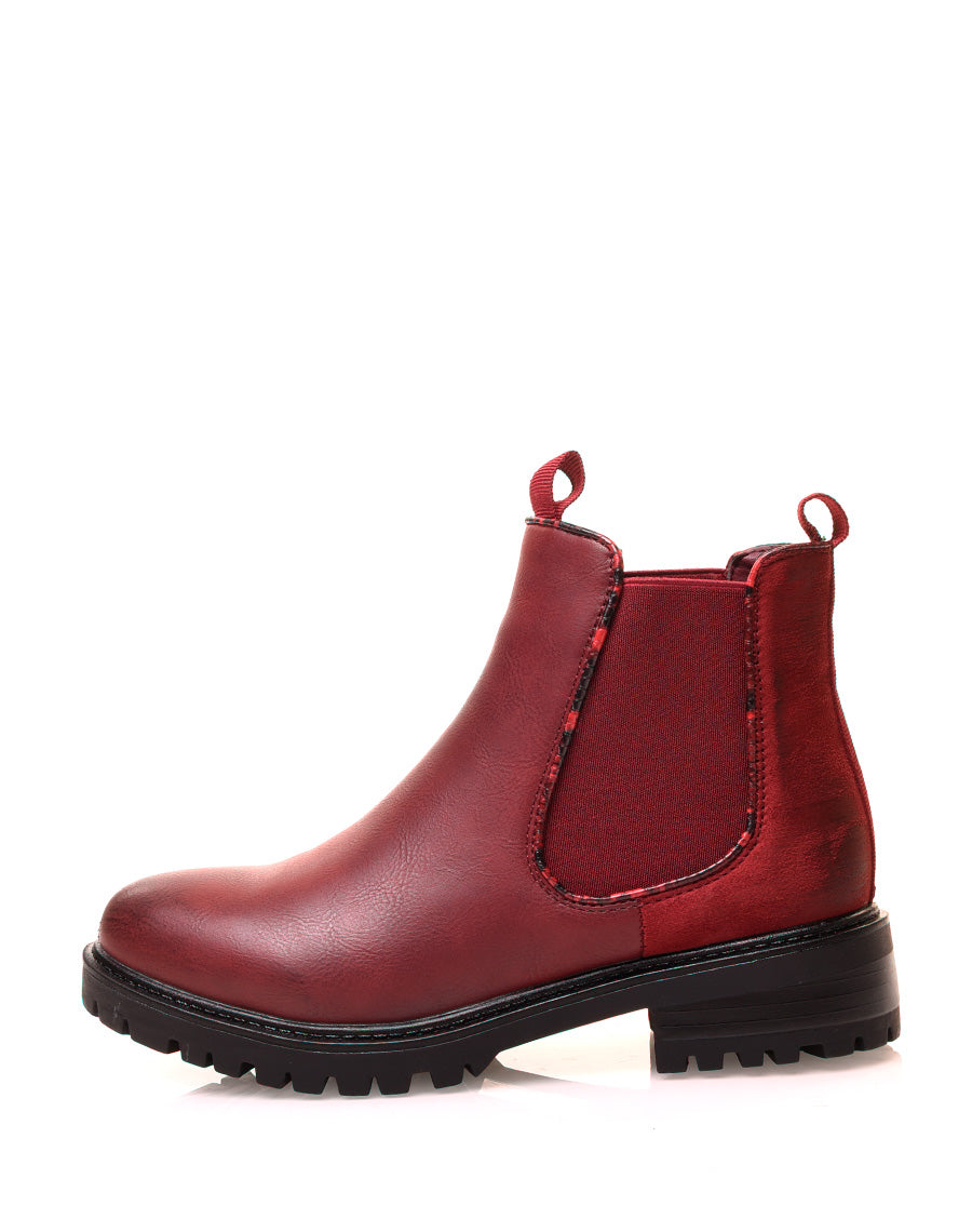 Chelsea boots bordeaux bi-matières à détails effet python