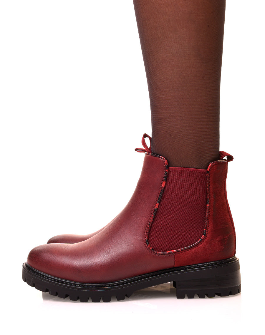 Chelsea boots bordeaux bi-matières à détails effet python