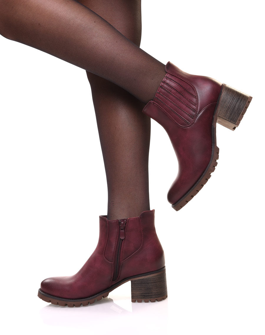Chelsea boots bordeaux à élastiques rayés