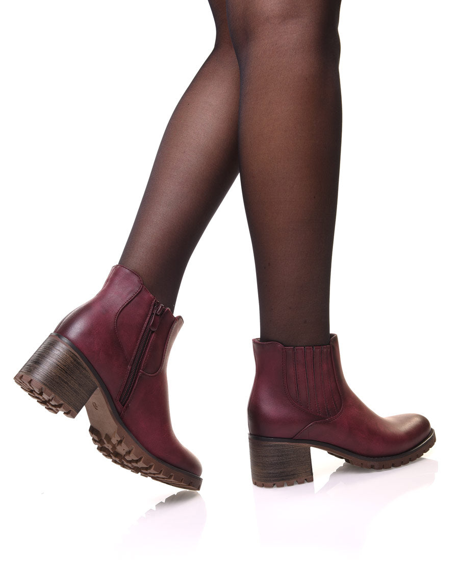 Chelsea boots bordeaux à élastiques rayés