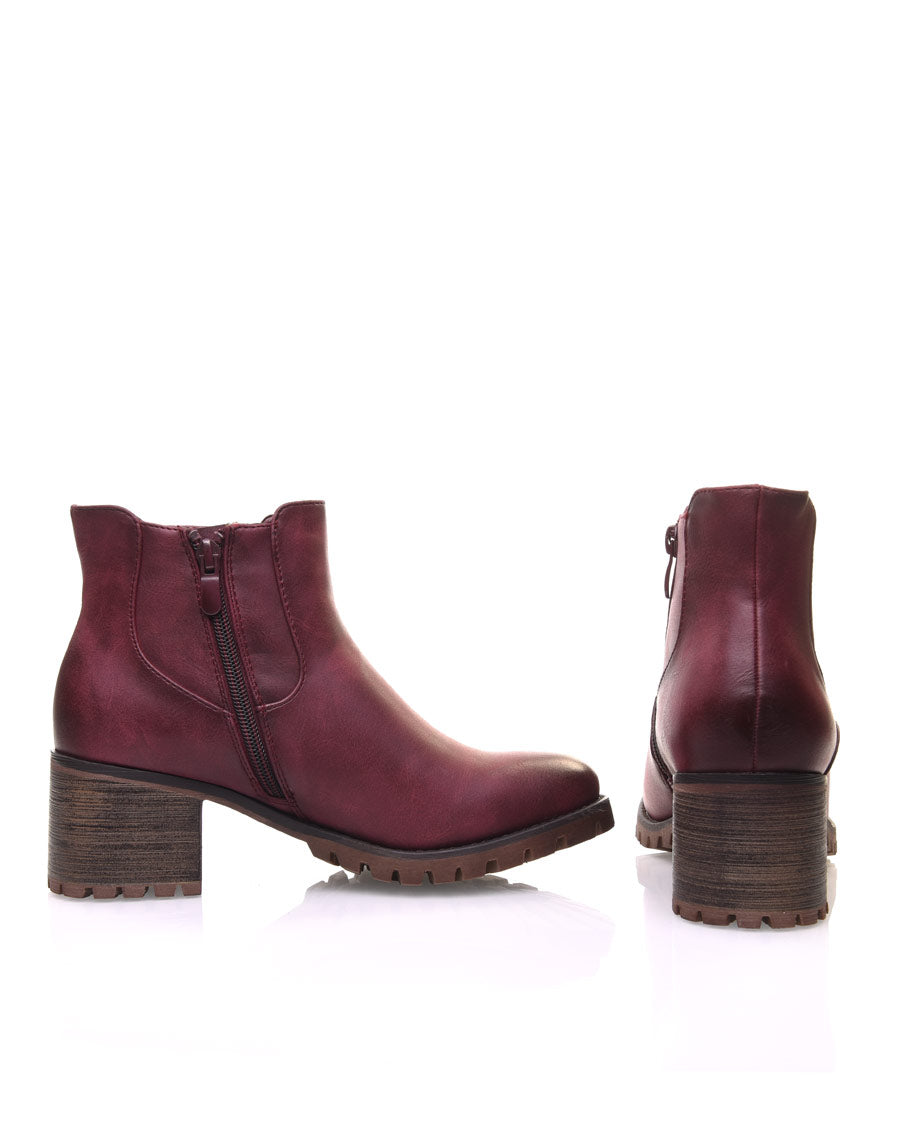 Chelsea boots bordeaux à élastiques rayés
