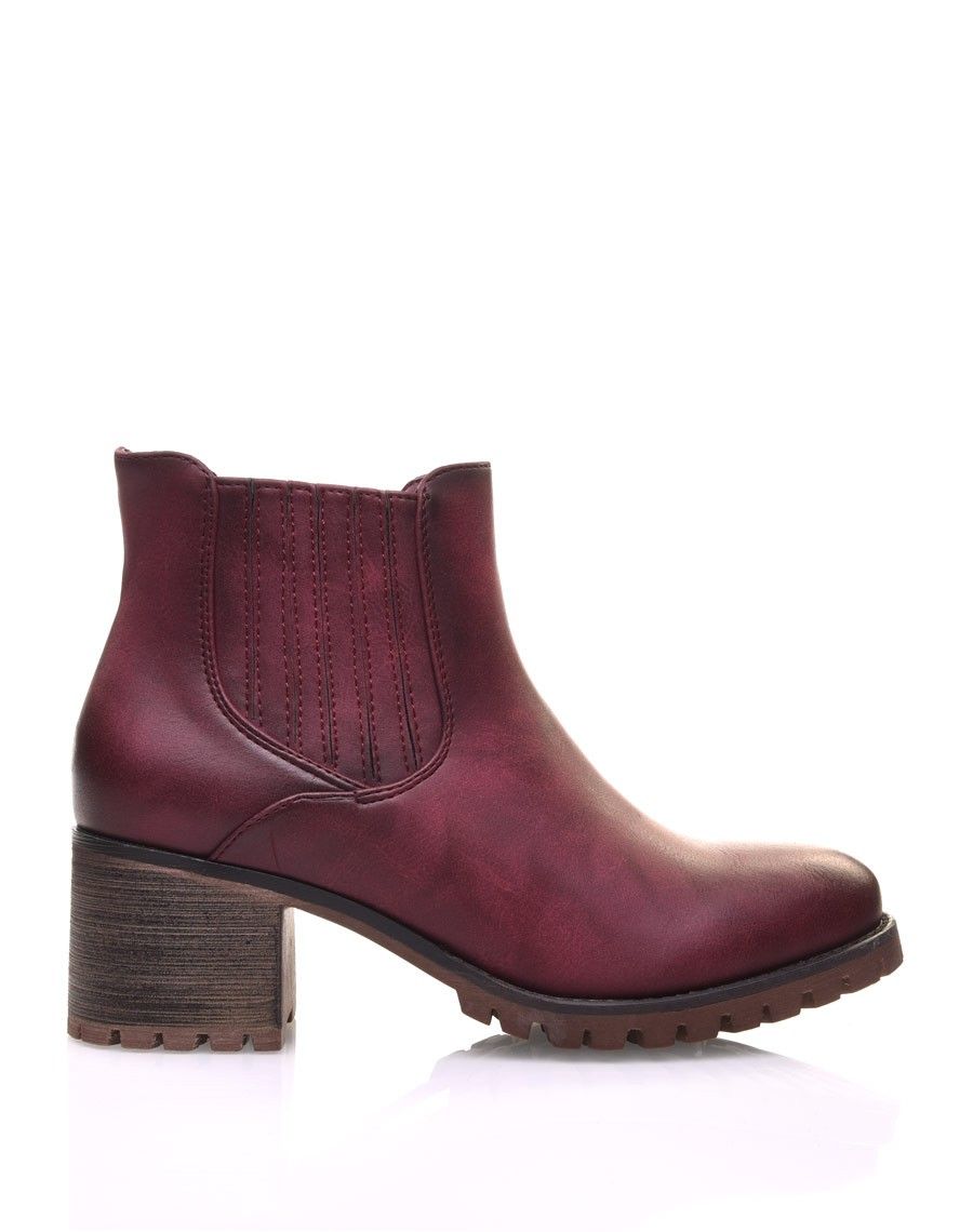Chelsea boots bordeaux à élastiques rayés