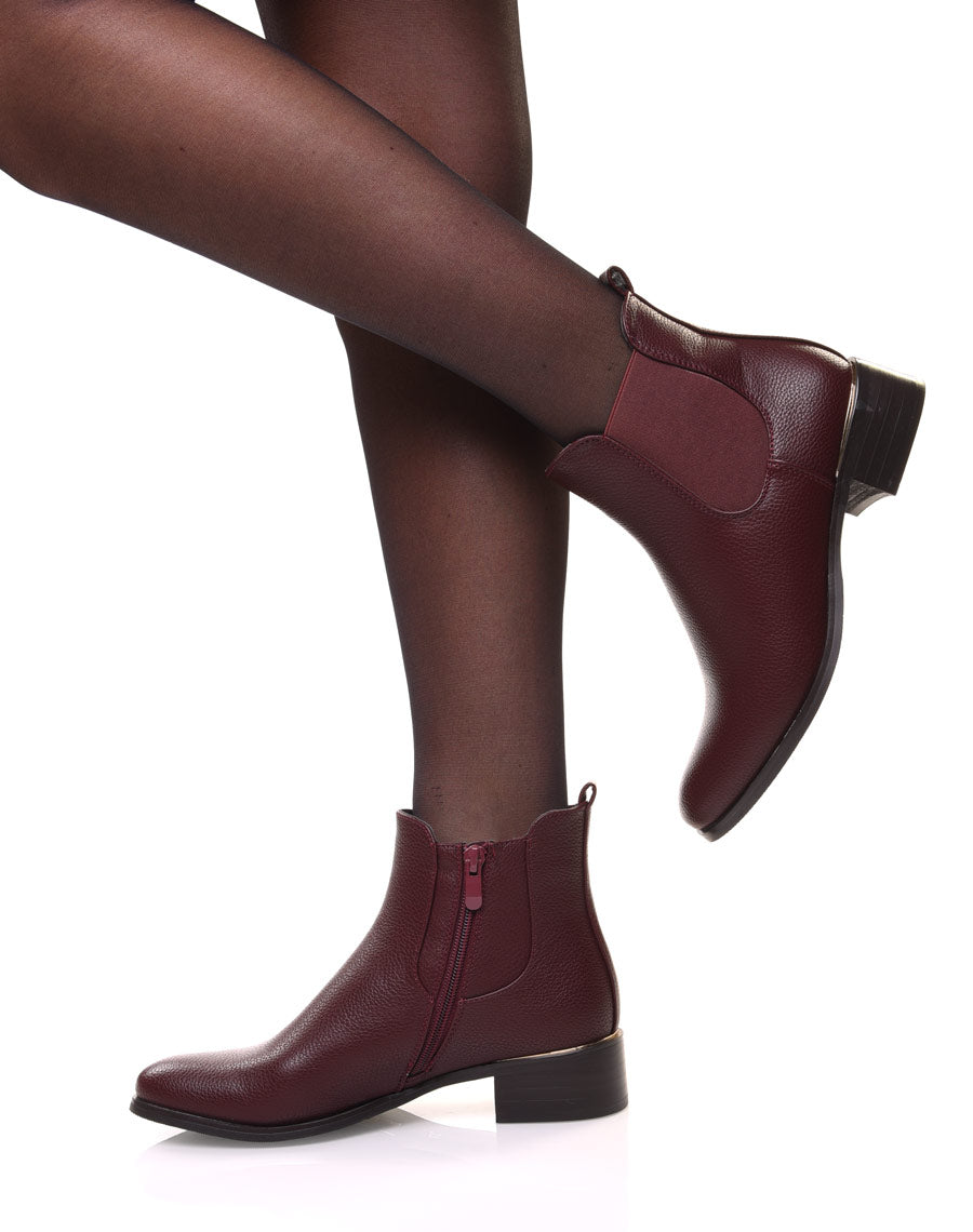 Chelsea boots bordeaux à liseré doré