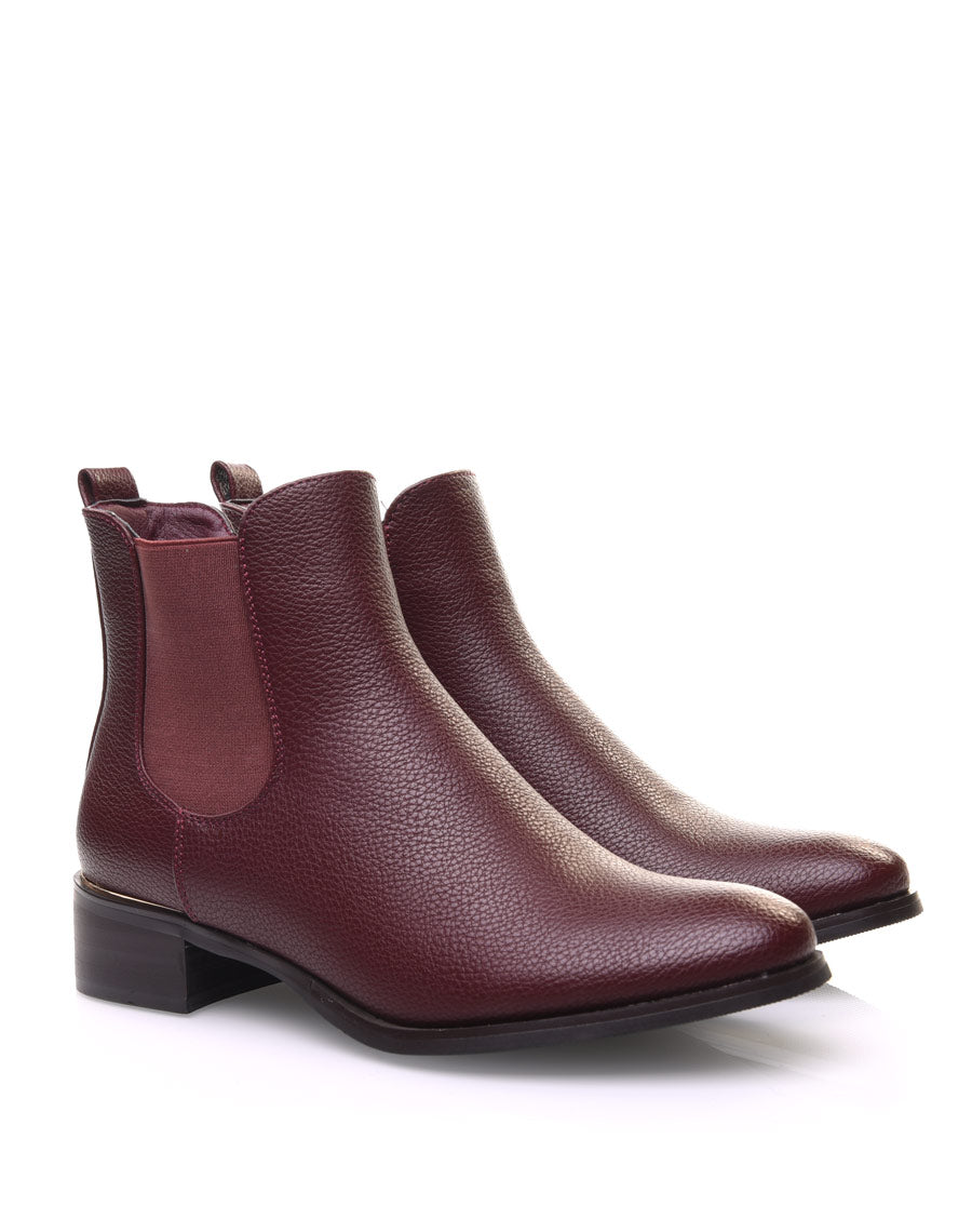 Chelsea boots bordeaux à liseré doré
