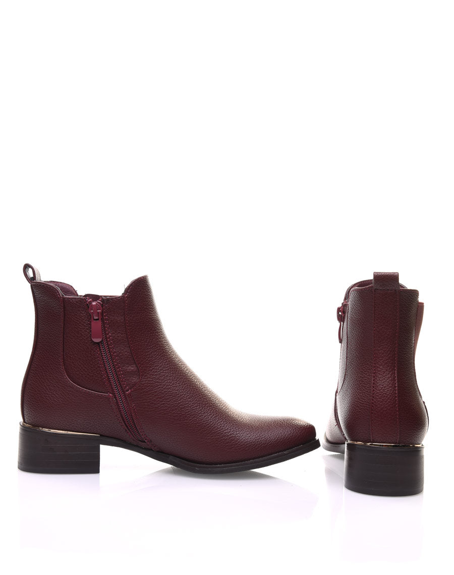 Chelsea boots bordeaux à liseré doré