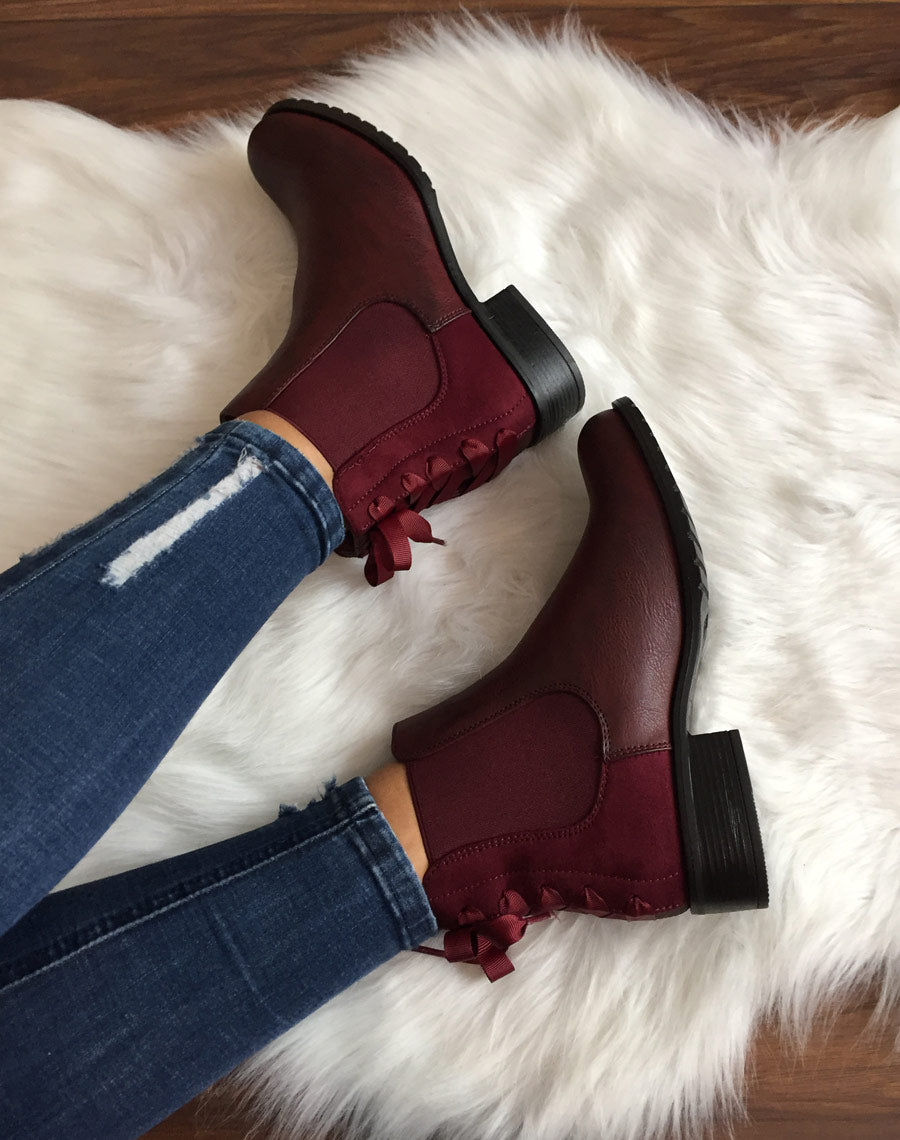 Chelsea boots bordeaux à noeuds