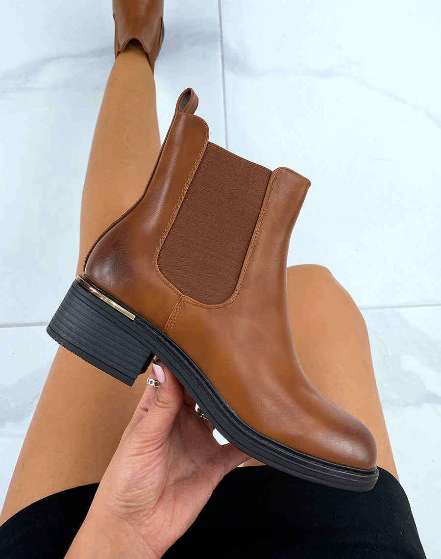 Chelsea boots camel en similicuir