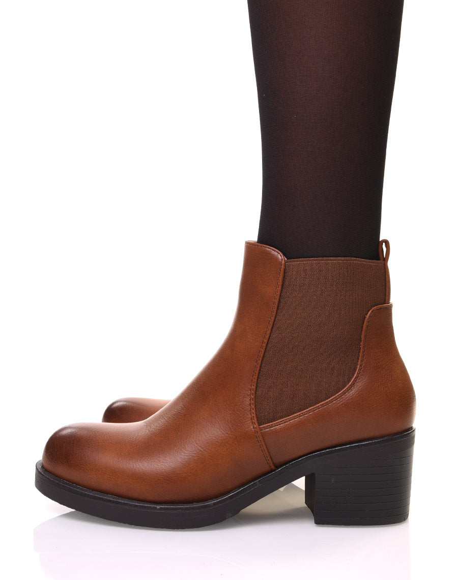 Chelsea boots camel à talon
