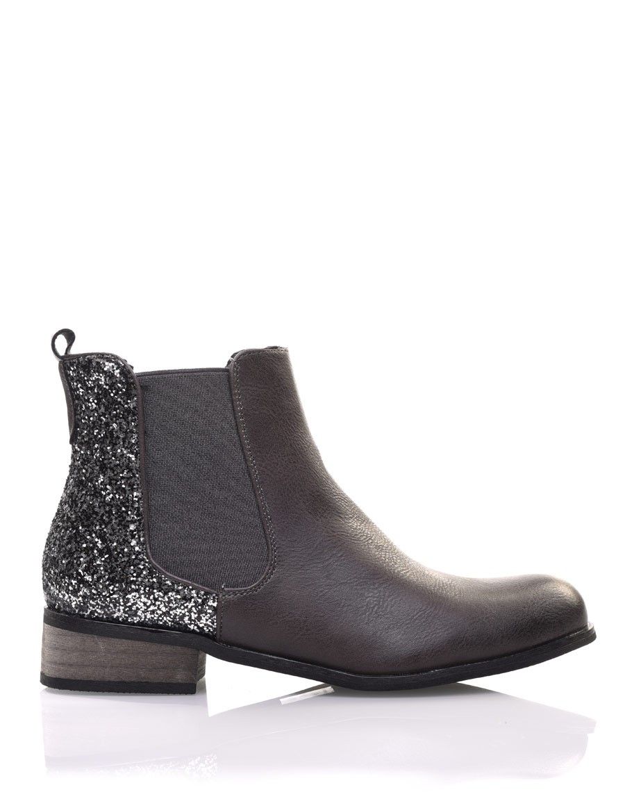 Chelsea boots grises à paillettes
