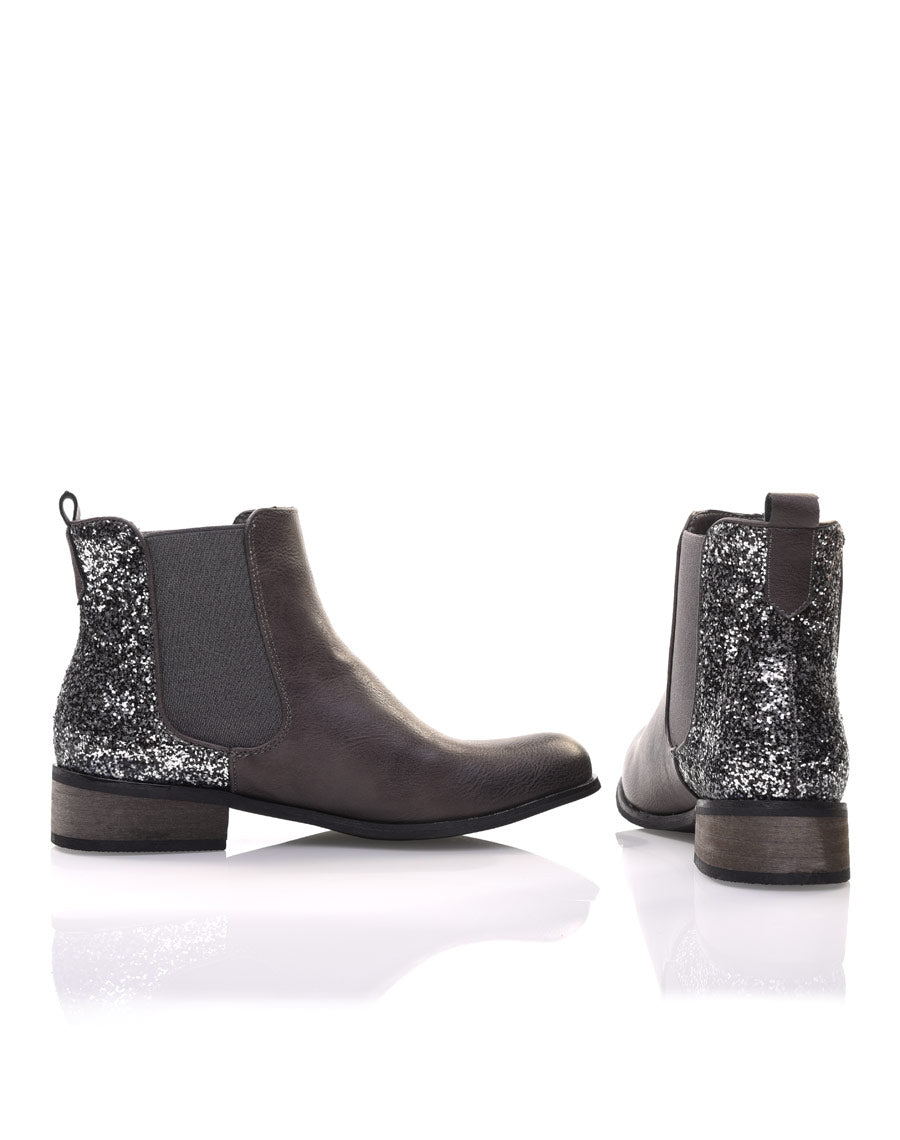 Chelsea boots grises à paillettes