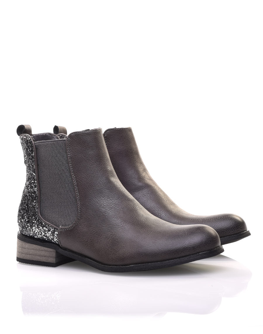 Chelsea boots grises à paillettes