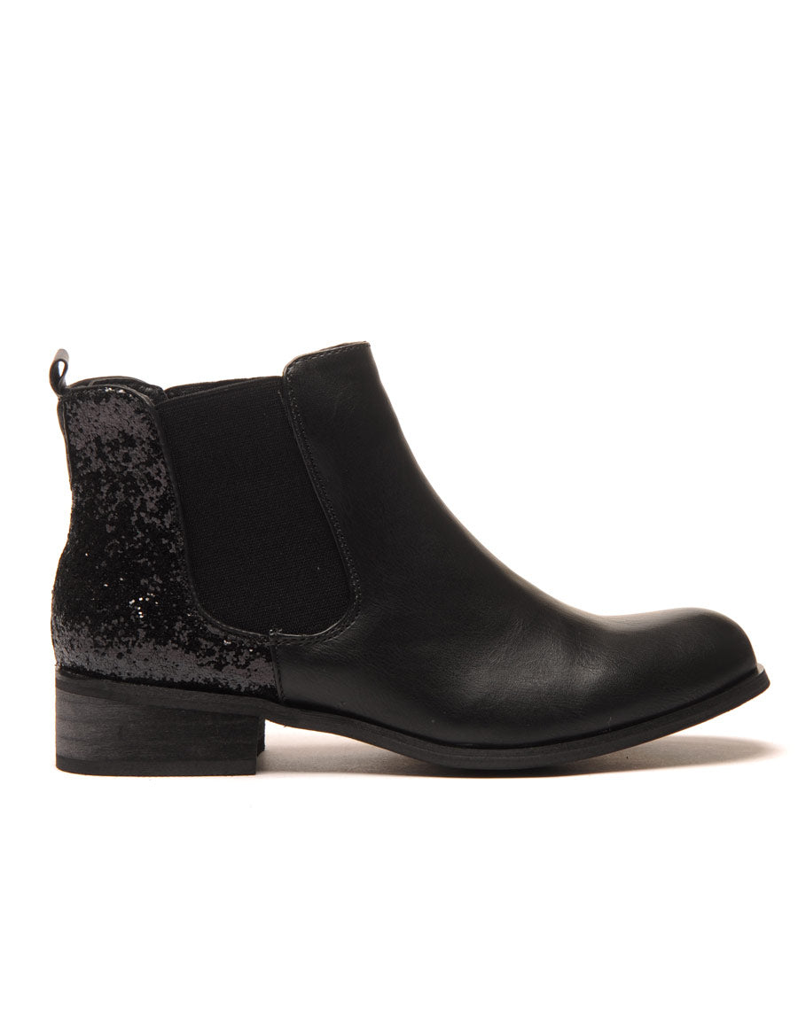 Chelsea boots noire pailletées court