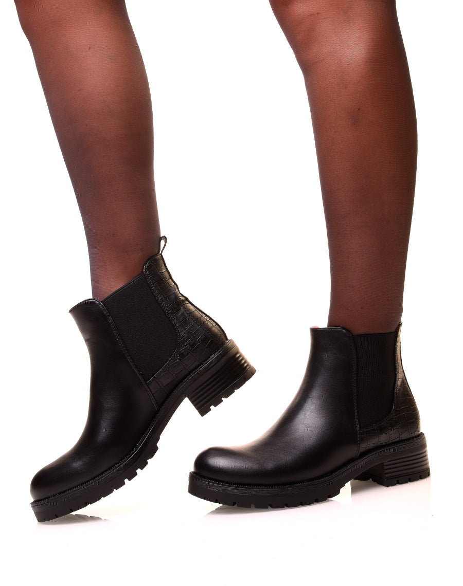 Chelsea boots noires avec élastique bi-matières