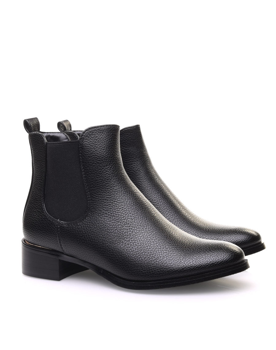 Chelsea boots noires à liseré doré