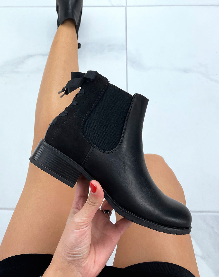 Chelsea boots noires à noeud
