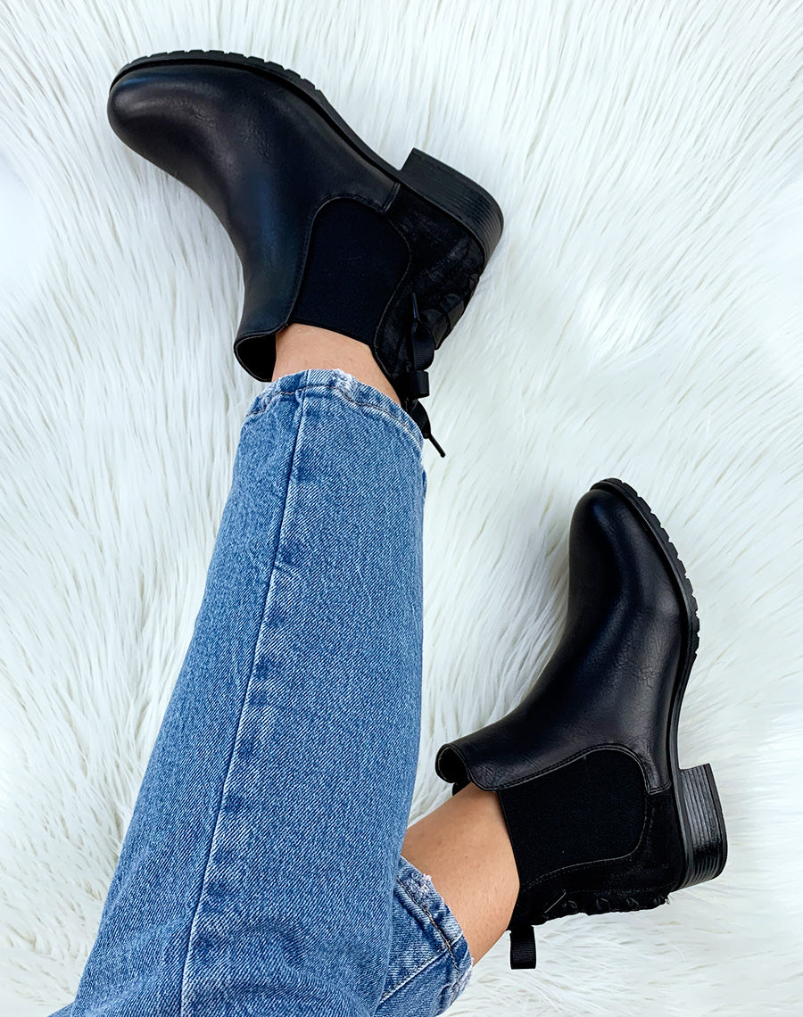 Chelsea boots noires à noeuds