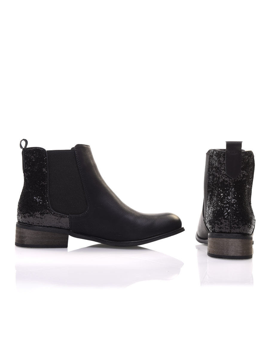 Chelsea boots noires à paillettes