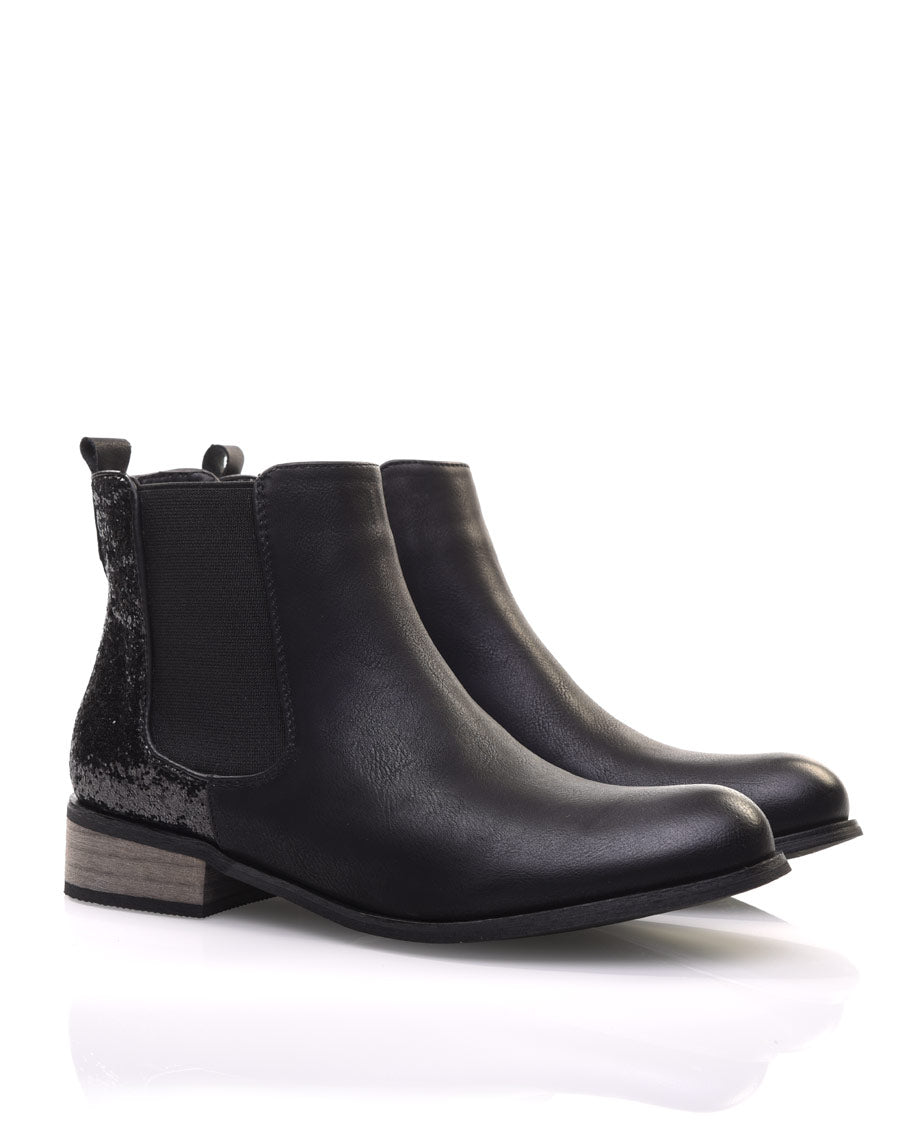 Chelsea boots noires à paillettes