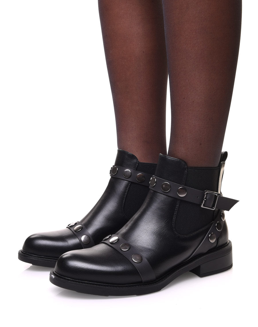 Chelsea boots noires à sangles cloutées
