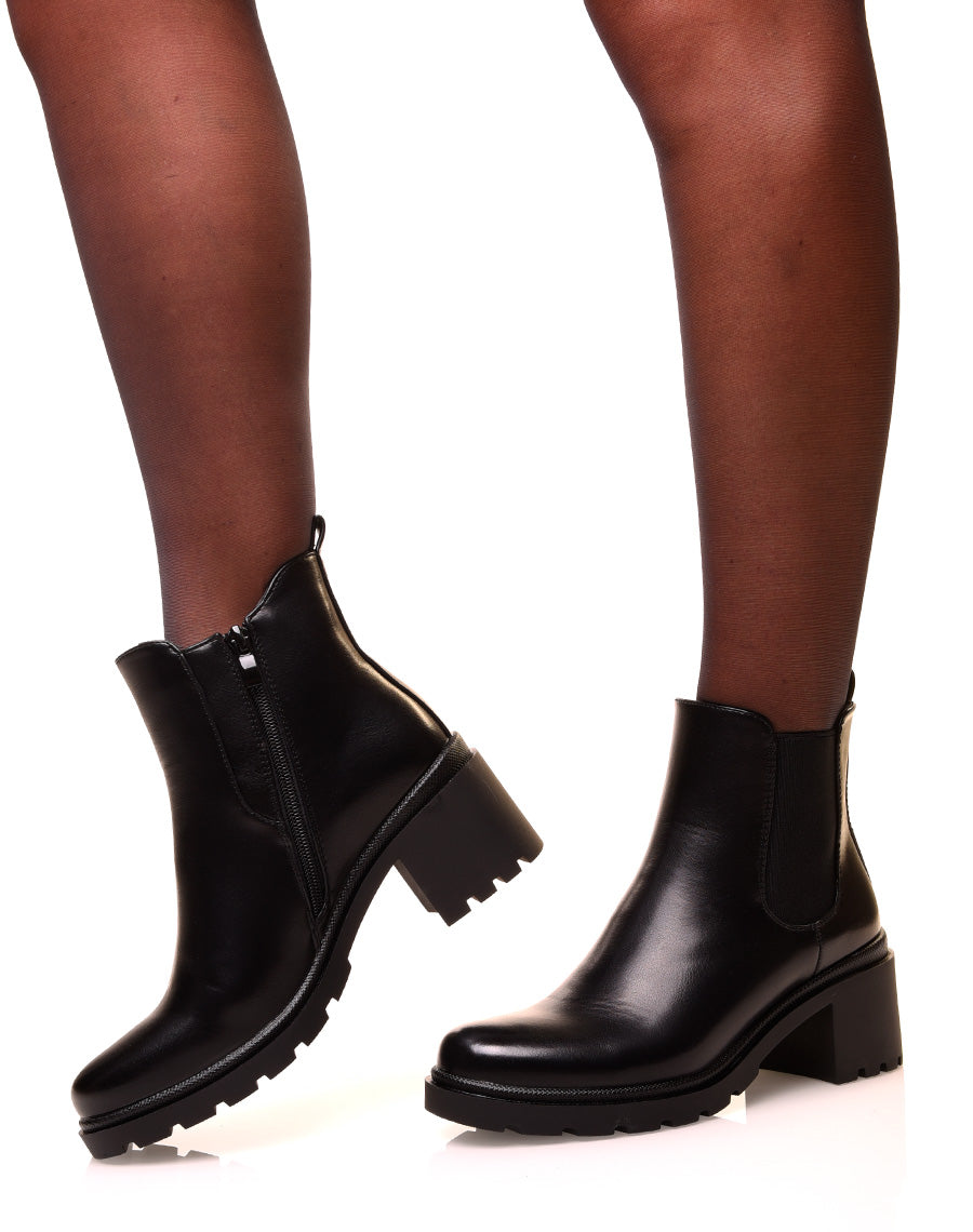 Chelsea boots noires à semelles crantées