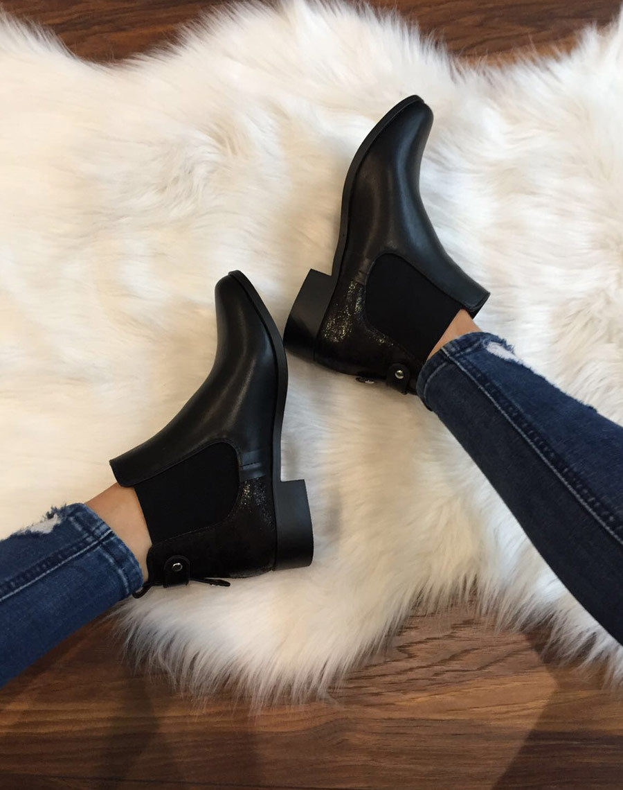 Chelsea boots noirs avec empiècement pailleté