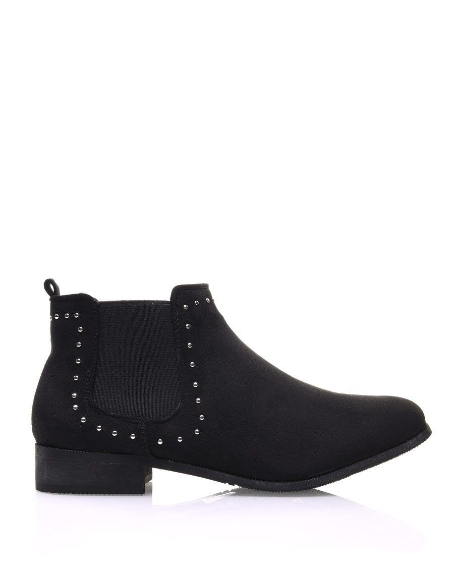 Chelsea boots noirs en suédine ornés de clous