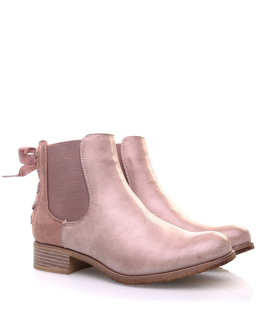 Chelsea Boots roses à nœuds