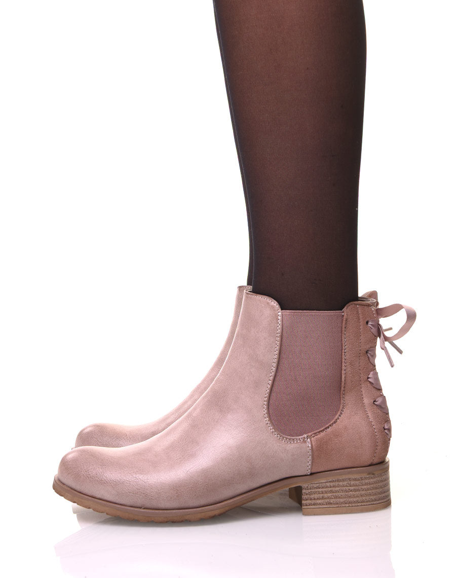 Chelsea Boots roses à nœuds