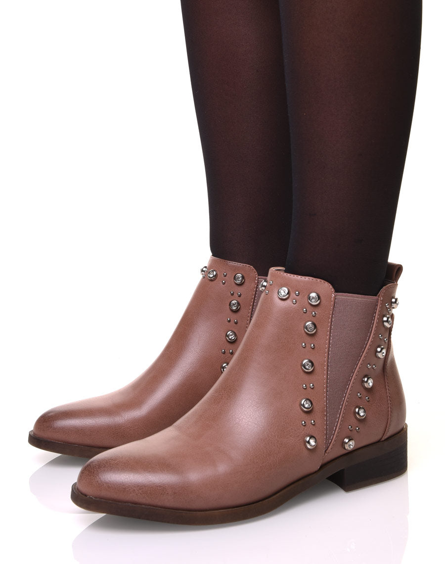 Chelsea boots roses ornées de strass