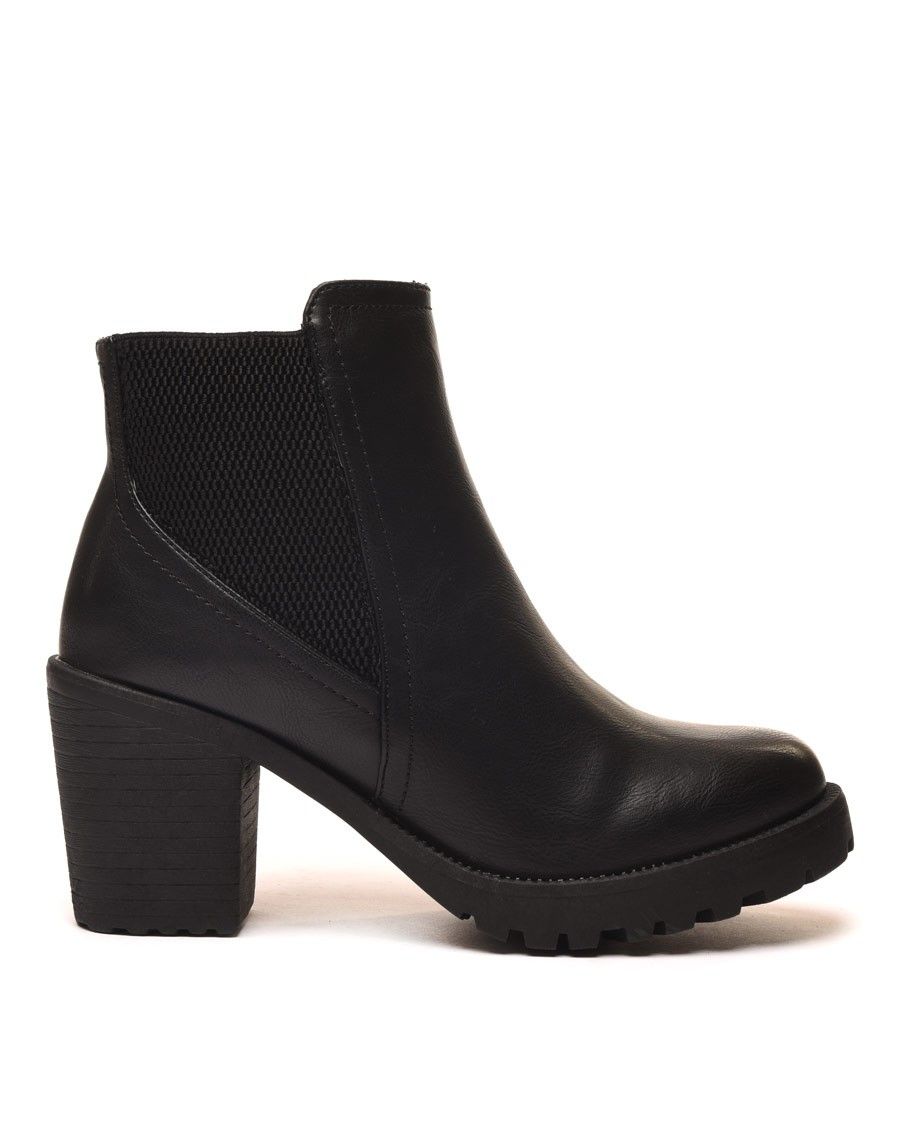 Chelsea boots à talons mi hauts noir