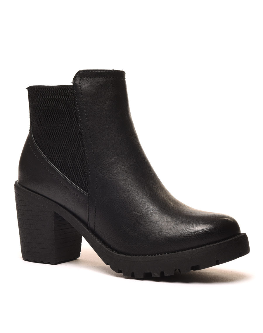 Chelsea boots à talons mi hauts noir