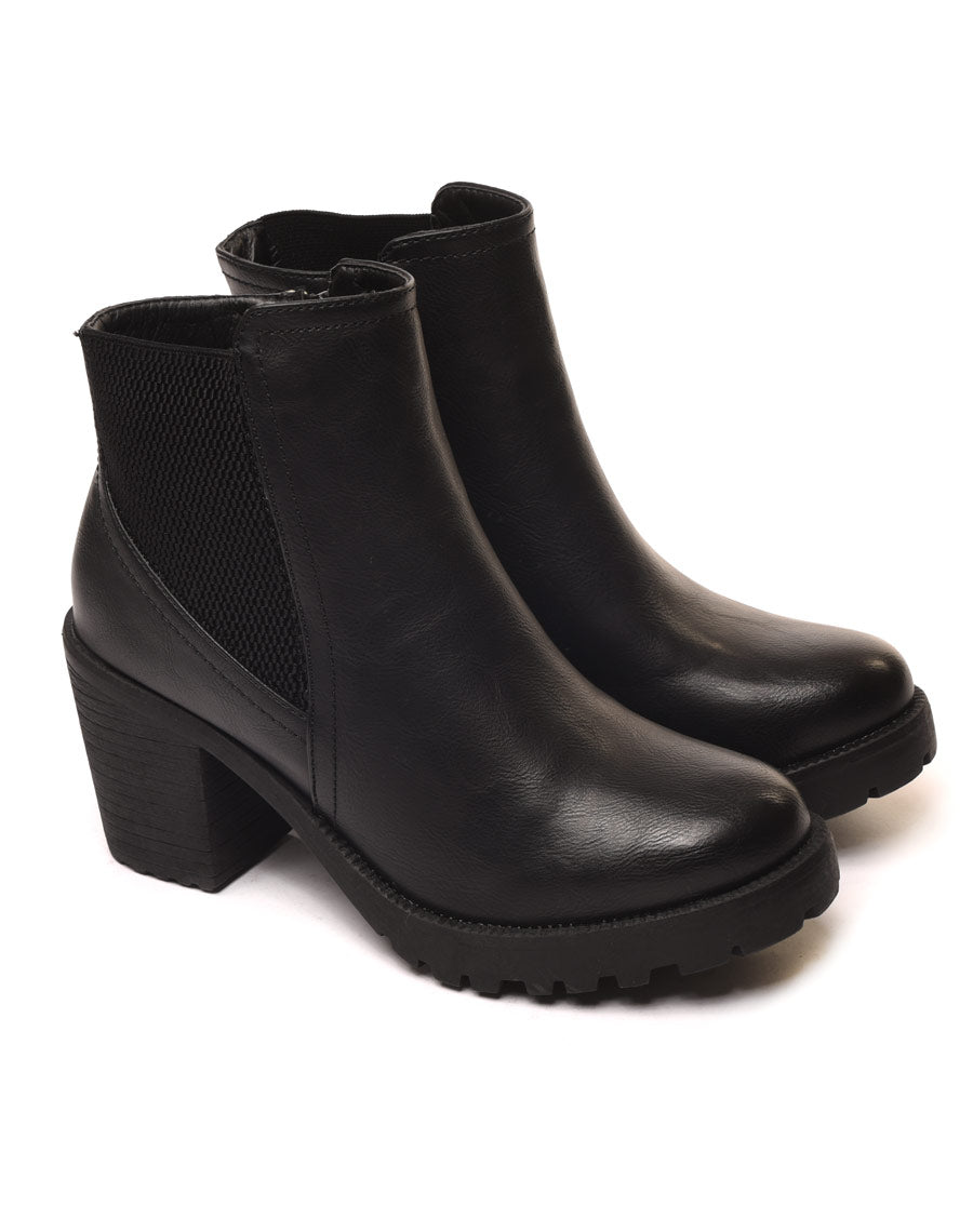 Chelsea boots à talons mi hauts noir