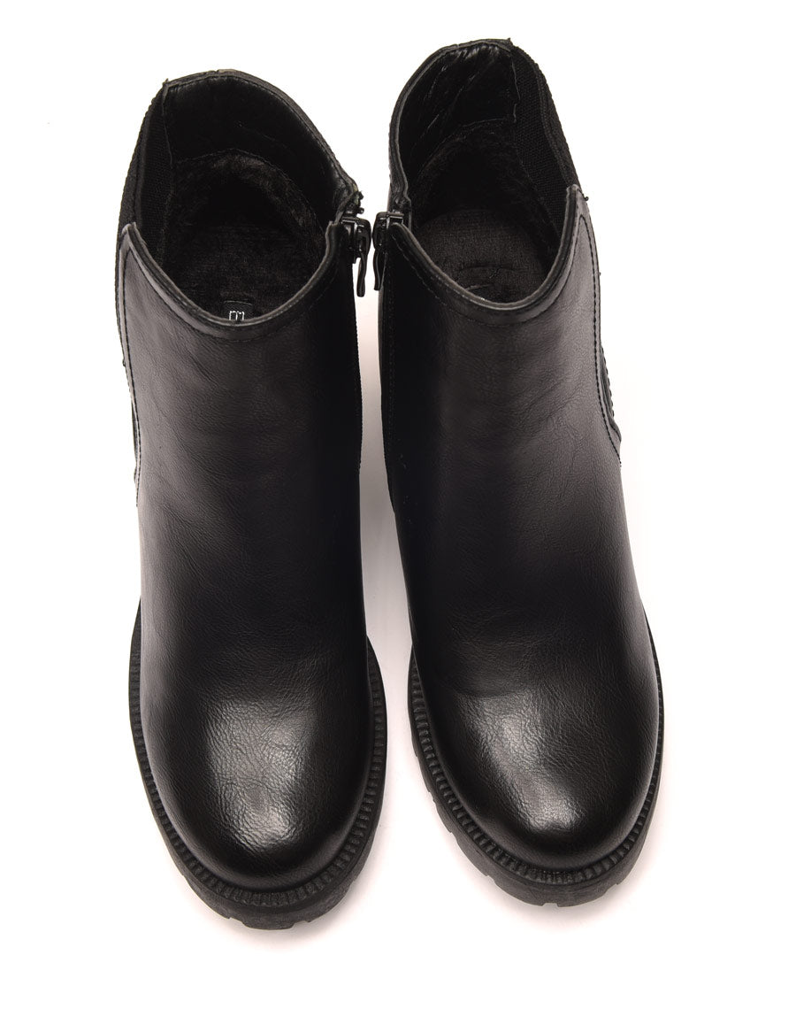 Chelsea boots à talons mi hauts noir