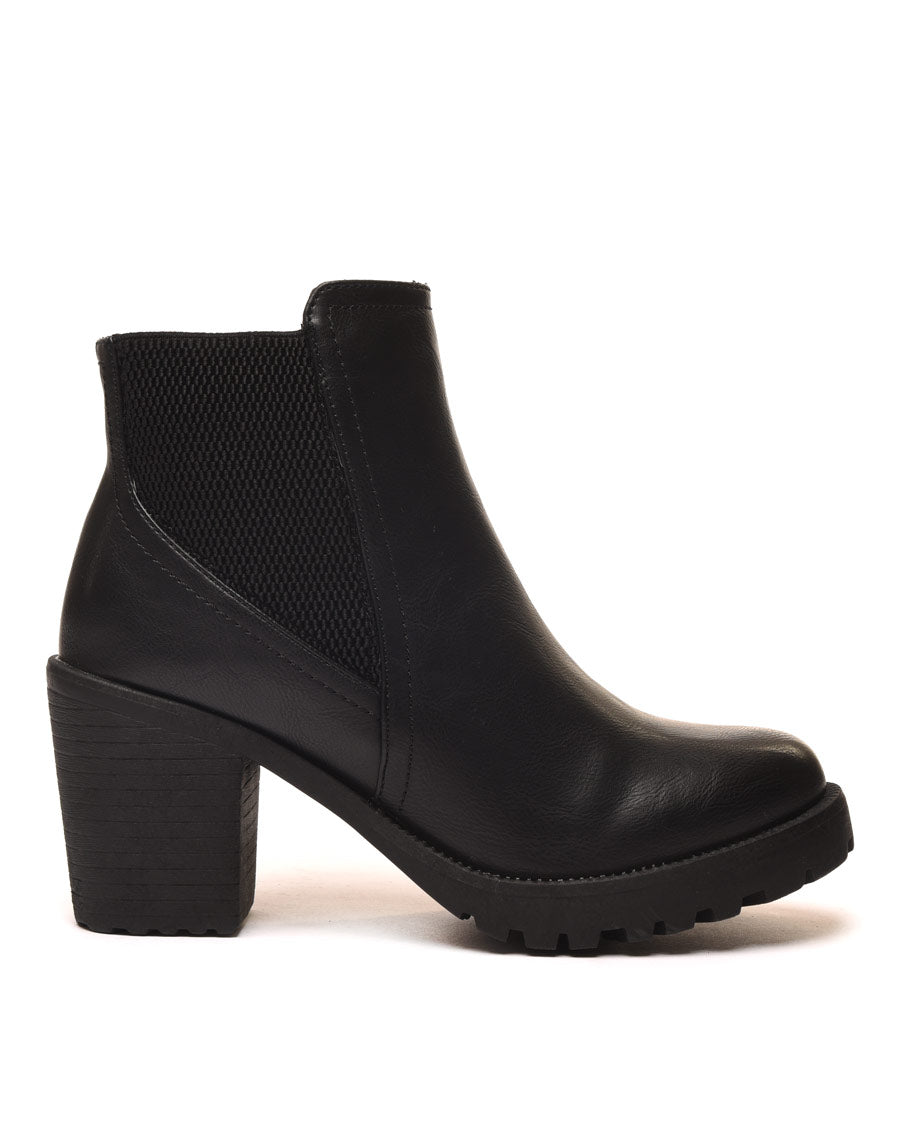 Chelsea boots à talons mi hauts noir