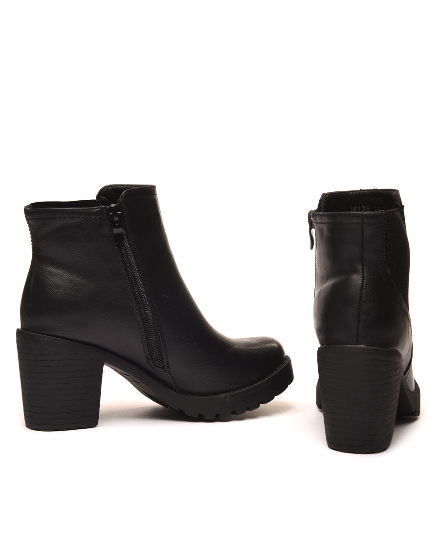 Chelsea boots à talons mi hauts noir