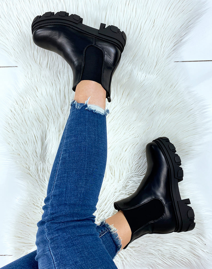 Chelsea noires à plateforme épaisse