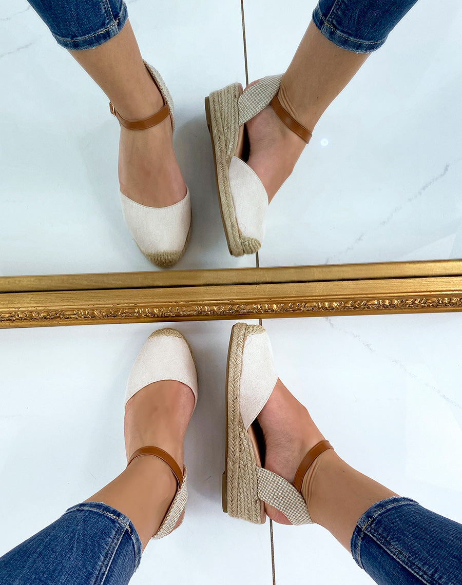 Compensée beige façon espadrille