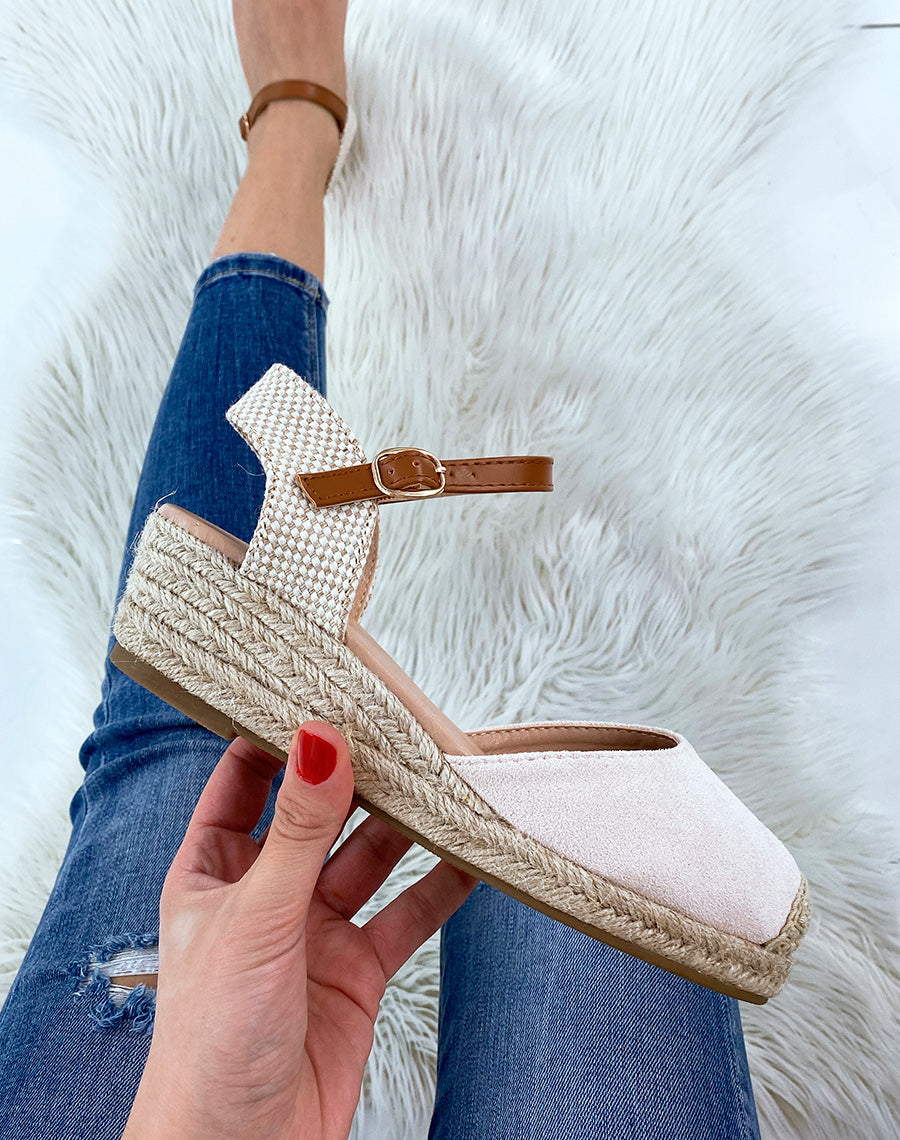 Compensée beige façon espadrille