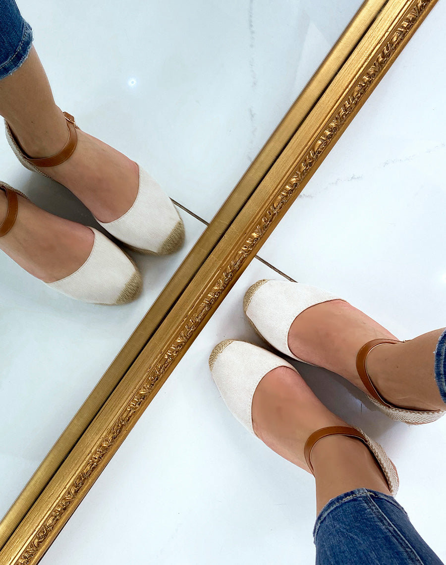 Compensée beige façon espadrille