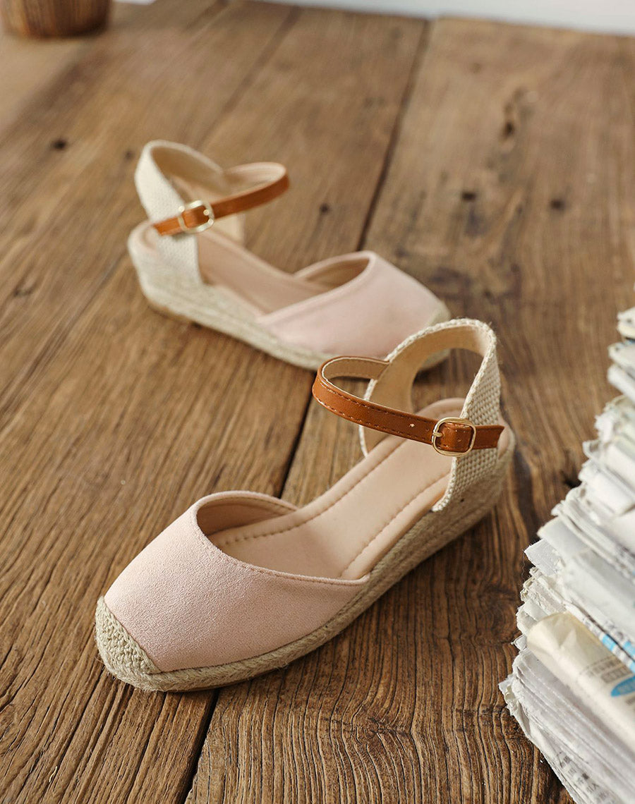Compensée beige façon espadrille