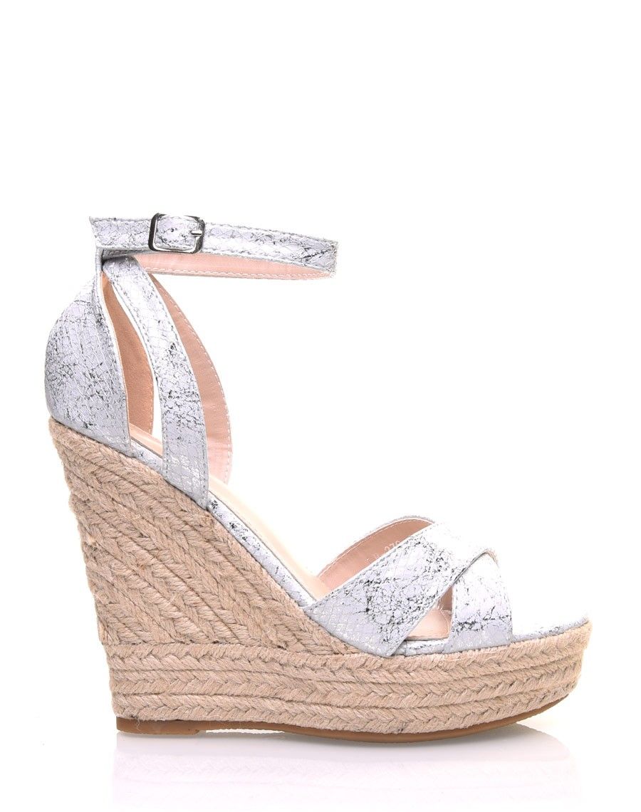 Compensées argentées à brides